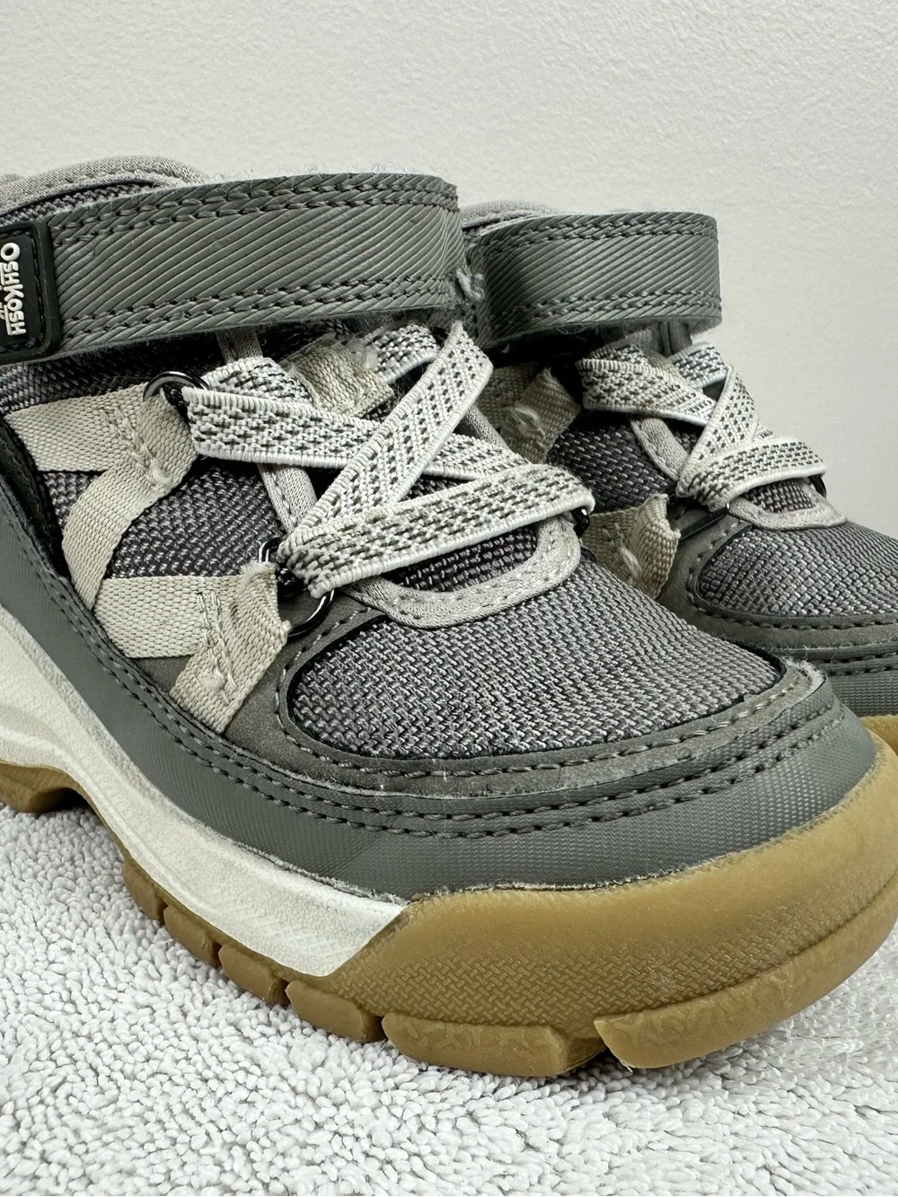 OshKosh B'gosh Baby Toddler Grey and White High-Top Boot Sneakers